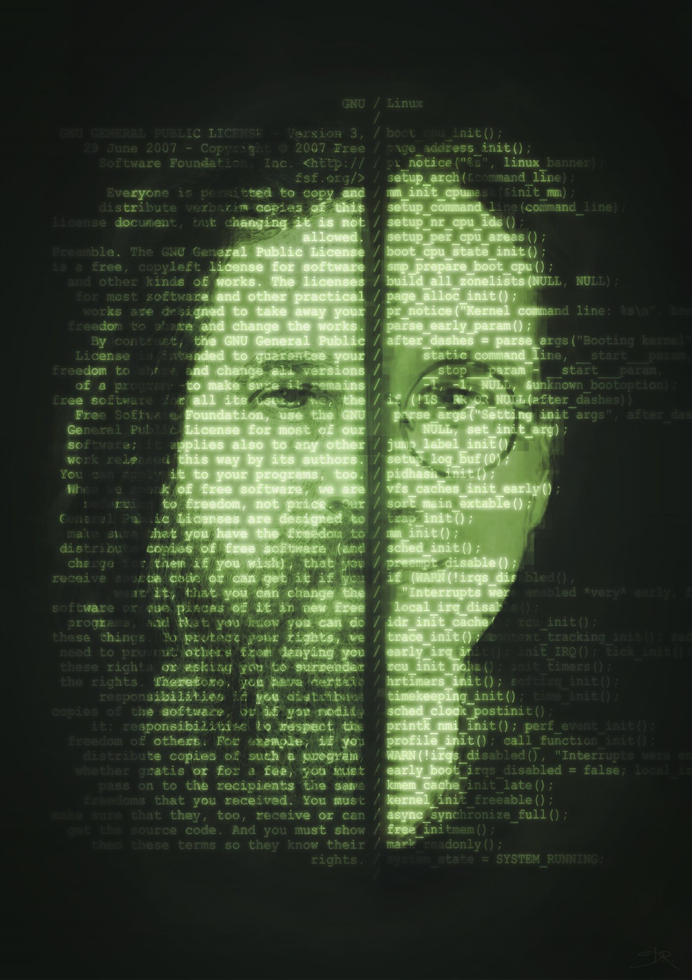GNU and the Linux penguin — the philosophical movement and the kernel that realized it, illustrated by David Revoy.